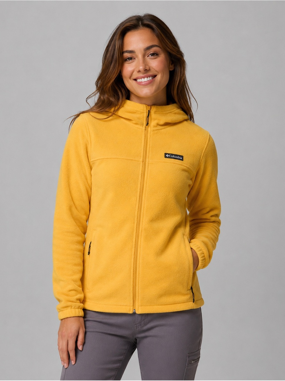 mustard yellow Columbia unisex Steens Mountain Full-Zip Fleece Jacket size